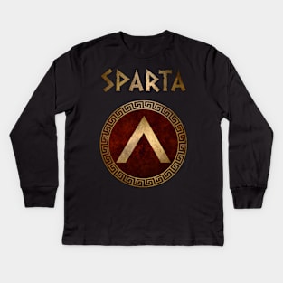 Spartan Shield Lacedaemonian Lambda Ancient Symbol of Sparta Kids Long Sleeve T-Shirt